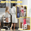 Scala Montessori 4 in 1 con Lavagna e Set Tavolo Sedie Legno Bianco 58x46x92cm      