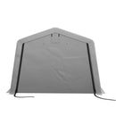 Tendone per Auto e Feste con 2 Finestre Laterali 618x265/330x240 cm in Acciaio Zincato e PE Grigio Chiaro