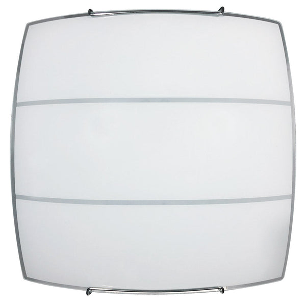 Plafonnier 1xE27 Crochets Chrome Verre Plaque Sérigraphié Bi 2 Lignes E-Energy Light acquista