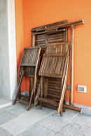 Set Tavolo e 4 Sedie Pieghevoli da Giardino in Legno di Carpino