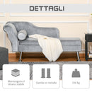 Divano Chaise Longue con Cuscino 160x56x75 cm in Metallo e Tessuto  Grigio