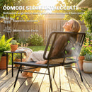 Divano da Esterno 117x67x80 cm Loveseat 2 Posti con Seduta e Schienale Intrecciato in Rattan PE e Acciaio Nero      