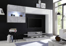 Parete Attrezzata Mobili Soggiorno 2 Pensili 1 Mobile TV 1 Vetrina in Melaminico 248x40x175cm TFT Nico Bianco Cemento