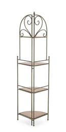 Scaffale Angolare 4 Ripiani 48x35x165,5 cm in Acciaio Guenda Verde Scuro