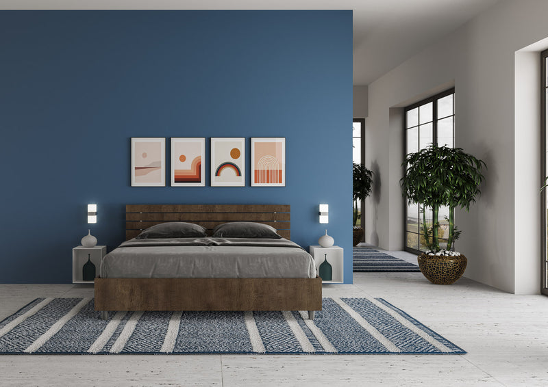 Letto Matrimoniale con Alzata Comoda Testata Dritta a Doghe Ankel Noce Varie Misure