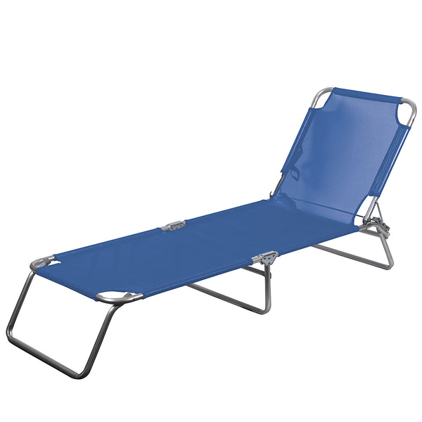 sconto Lettino Mare Richiudibile 190x58x27 cm Struttura in Alluminio e Copertura in PVC e Poliestere Blu Viareggio