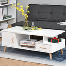 Tavolino Basso con Anta e Cassetto 100x50x40 cm in Legno Truciolare Bianco