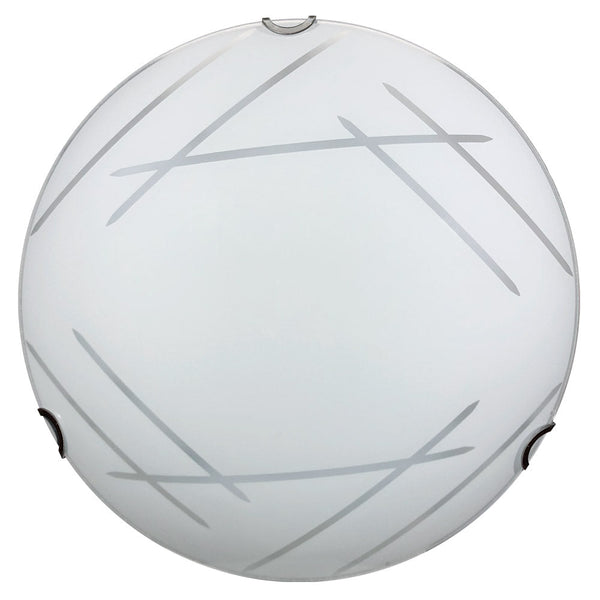 acquista Plafonnier 1xE27 Crochets Chrome Plaque Verre Blanc Décoré Coupes E-Energy Letizia