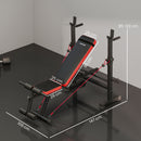 Panca Fitness con Rack per Pesi Schienale e Sedile Regolabili Dip Station Capacità 420 kg in Acciaio Nero e Rosso      