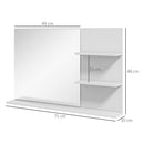 Specchiera Bagno a Parete 75x10x48 cm con 2 Mensole e 1 Ripiano Bianco