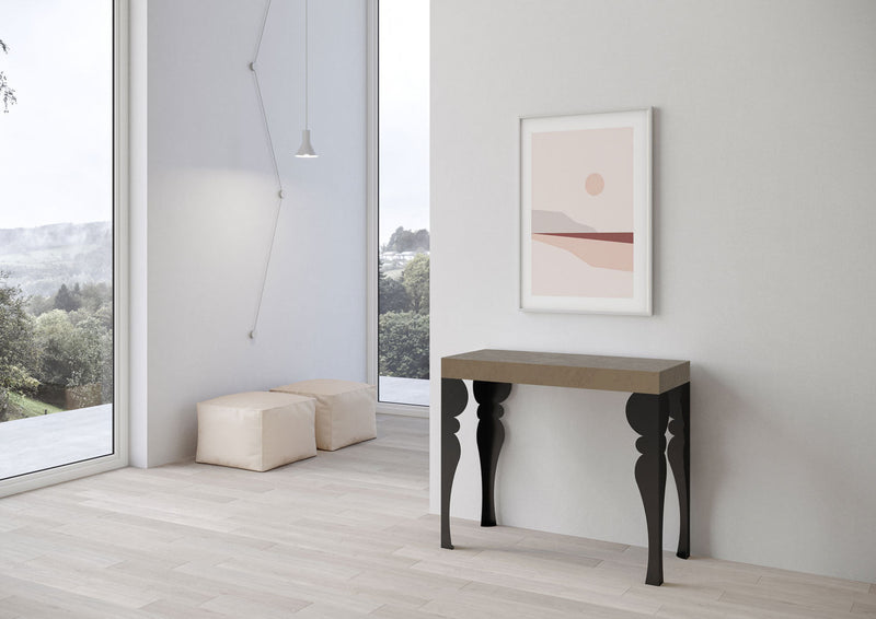Consolle Allungabile 90-300x40x77 cm Paxon Premium Tortora Telaio Antracite 