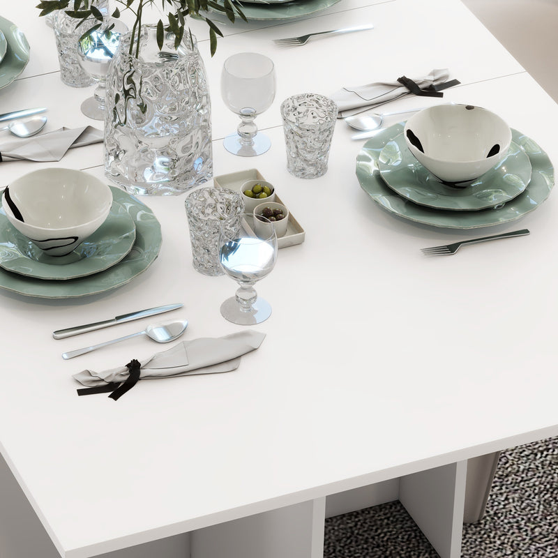 Tavolo Pieghevole Salvaspazio per 6 Persone con Ruote Bianco  