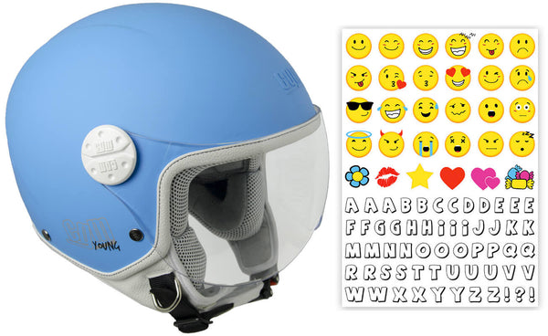 Casque Demi-Jet Enfant CGM Havana Smile 205S Visière Contourée Bleu Clair Opaque online