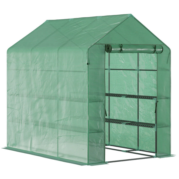 acquista Serre 214x143x195 cm avec 2 étagères porte-pot vertes