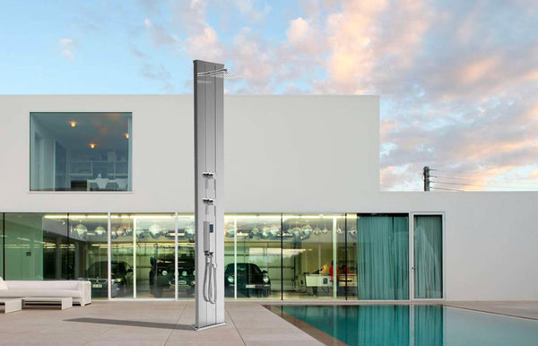 acquista Doccia Solare da Esterno Giardino 40L Miscelatore e Doccetta Mobile Arkema Dada S Grigio Antracite