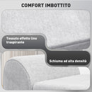 Panca Contenitore Fondo Letto con Braccioli 132x42x50 cm Vano da 53,8L in Tessuto Grigio  