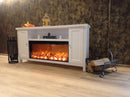 Camino Elettrico da Pavimento 75x150x30 cm Effetto Fiamma 1500W Mozart & Tasmania Bianco