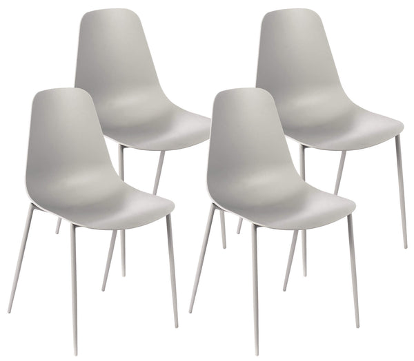 sconto Lot de 4 Chaises 49x48,5x88 cm en Polypropylène Gris Clair