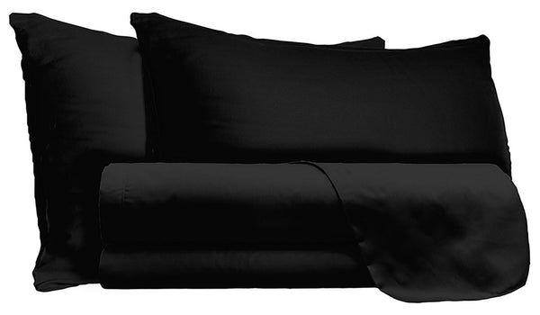 acquista Ensemble de draps doubles dessus et dessous et taies d'oreiller couleur unie noir