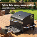 Barbecue a Carbonella BBQ Portatile con Termometro e Raccogli Cenere in Metallo e Acciaio Nero      