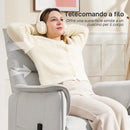 Poltrona Reclinabile Elettrica con Telecomando 80x83x104 cm in Tessuto Effetto Velluto Crema   