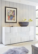 Credenza Mobile Soggiorno 3 Porte in Melamina 181x42x84cm TFT Chequers Bianco