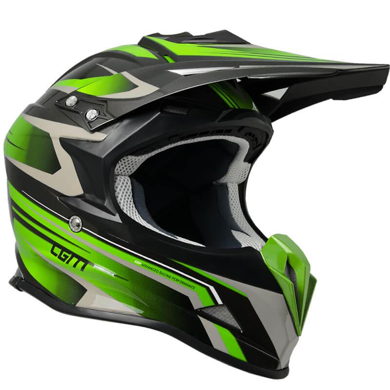 Casco Integrale per Moto Cross con Frontino CGM Track 601G Verde 