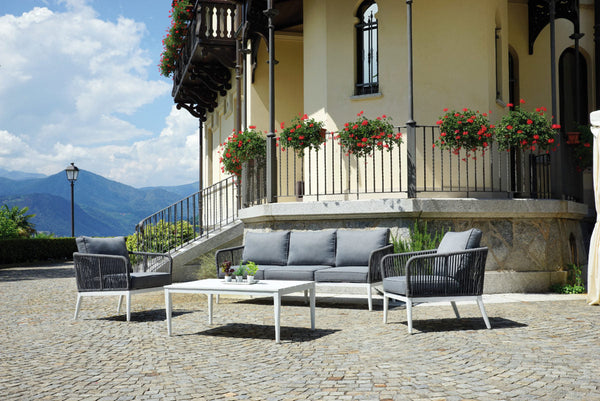 Salon de jardin en aluminium canapé 2 fauteuils et table basse Vorghini Goteborg acquista