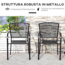 Set 2 Sedie da Giardino con Braccioli in Metallo Nero