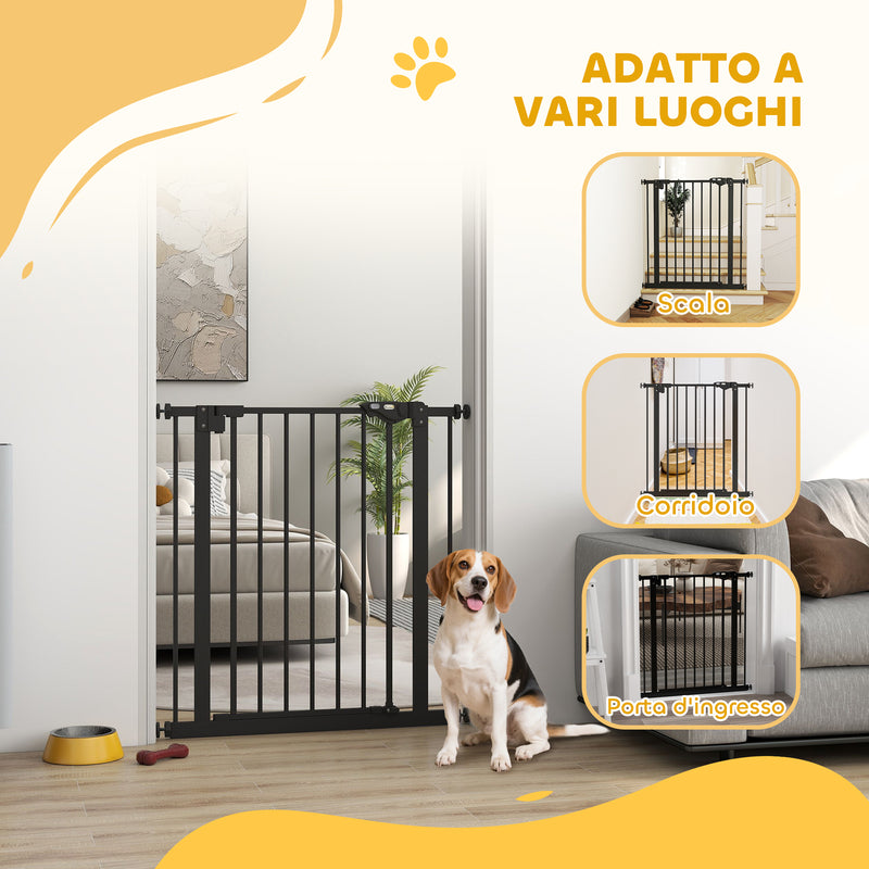 Cancello per Cani e Animali Domestici 68x77 cm con Chiusura Automatica per Scale e Ingressi Nero      