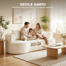 Divano modulare 3 Posti 260x106x82 cm con Seduta Ampia e Cuscini in Chenille Crema      