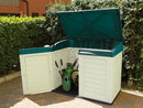 Armadietto Ricovero Attrezzi da Esterno in Resina Verde/Beige con Coperto Superiore Magnolia 83X144X118Cm