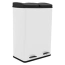 Pattumiera a 2 Scomparti a Pedale 47x36x71 cm 60L in Acciaio Bianco
