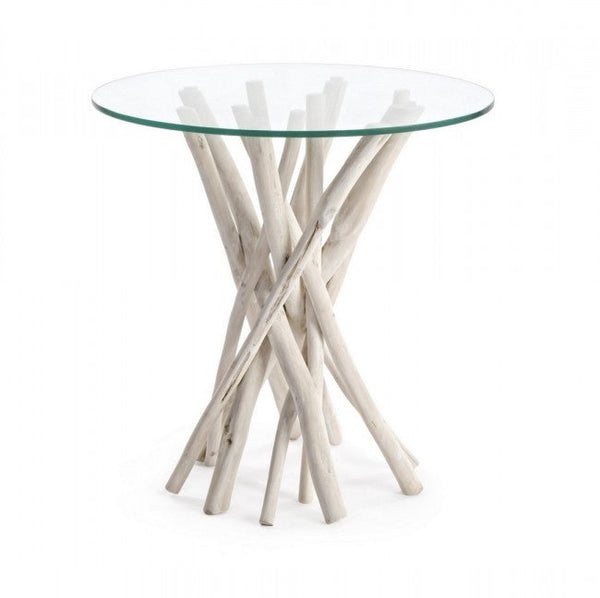 sconto Table Basse avec Verre Sahel D40 Ronde en Teck