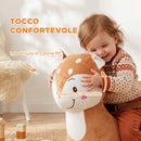 Cavallo a Dondolo per Bambini 1-3 Anni 60x32x49 cm a Forma di Cerbiatto Maculato con Suoni Realistici in Legno e Peluche Marrone Rossiccio      