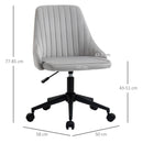Sedia Operativa da Ufficio 50x58x77-85 cm in Tessuto Effetto Velluto Grigia