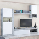 Parete Attrezzata Soggiorno Roomy 255x40x200 h cm in Truciolare bilaminato Bianco