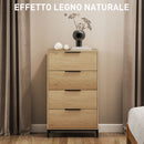 Cassettiera 4 Cassetti Antiribaltamento 62x35x105 cm in Legno e Metallo Marrone scuro   