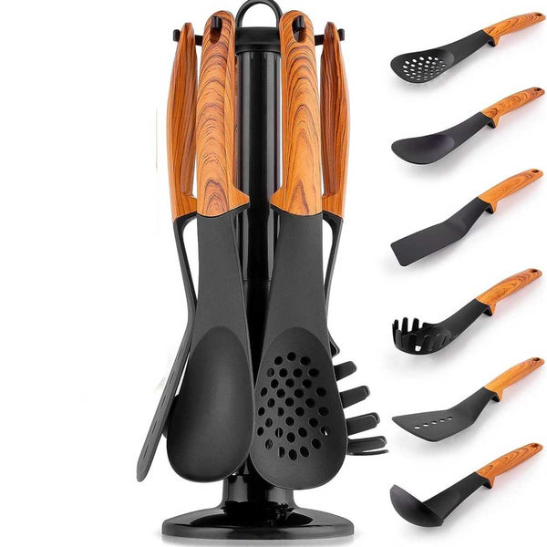 prezzo Set 6 Mestoli da Cucina per Uso Alimentare Resistenti al Calore con Supporto Legno