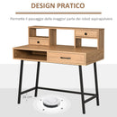 Scrivania con Cassetti e Mensole 105x55x100 cm in Metallo e Legno Truciolare Naturale