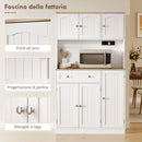 Credenza da Cucina 100x40x173A cm con Stazione di Ricarica Piano per Microonde 4 Rastrelliere per Spezie in MDF Bianco      