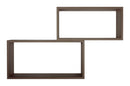 Set 2 Mensole Cubo da Parete Rettangolare in Fibra di Legno Bislungo Noce