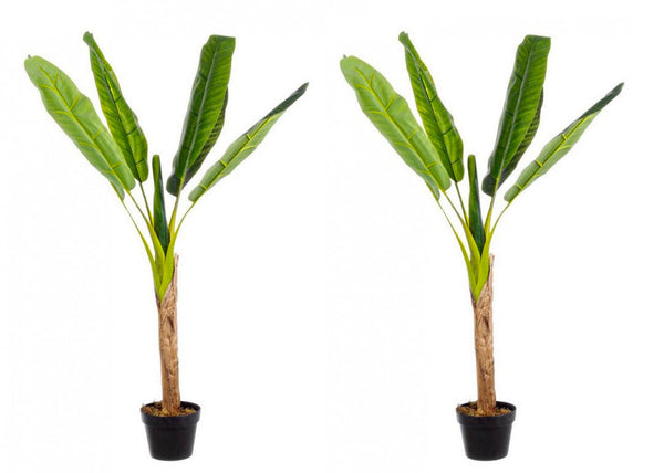 online Set 2 Piante Artificiali di Banano Ø95x113 cm in Plastica con Vasi Verde