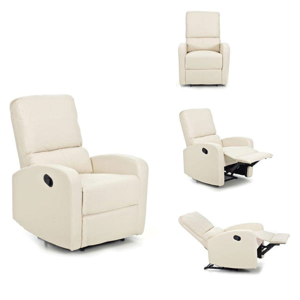 Fauteuil relax inclinable manuel en similicuir crème Camilla online