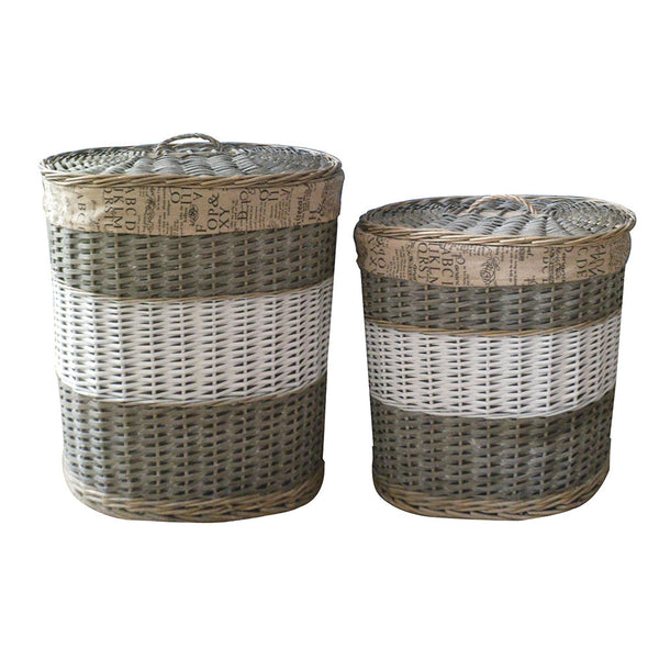 acquista Ensemble de 2 corbeilles à linge ovales en osier Fadi
