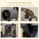 Albero per Gatti con Tiragraffi 48x48x125 cm Casetta Amaca Letto e Tunnel in Truciolato Peluche e Sisal Grigio