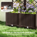 Fioriera con Traliccio per Rampicanti 80x40x135 cm 8 Fori di Drenaggio in PP Marrone   