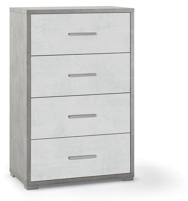 prezzo Commode 4 Tiroirs 71x110x41 cm Ciment/Blanc Oxyde