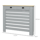 Copritermosifone a Doghe Copricalorifero a Griglia con 2 Cassetti 111x19x95,5 cm in MDF Grigio      