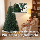 Albero di Natale Artificiale 98x98x180 cm con 888 Rami Ignifughi e Base Pieghevole in Metallo Verde      